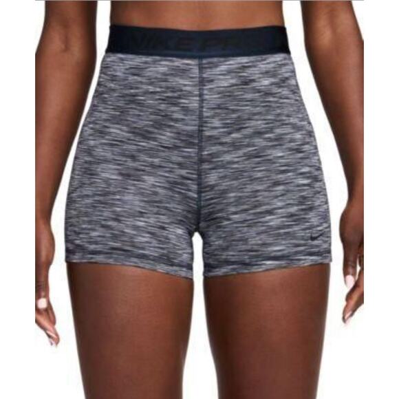 NWT Nike Pro 3” Compression Shorts High Rise Women’s Large Blue Gray Dri-Fit - Picture 1 of 6
